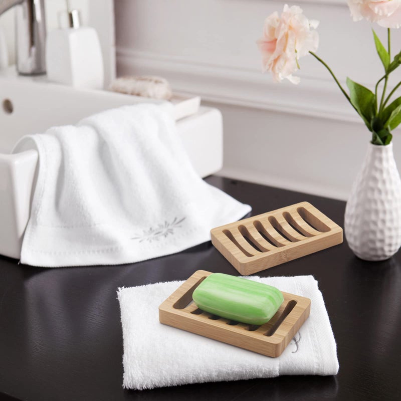 AmazerBath Soap Holder Soap Dish, Bamboo Soap Dish, 2 Pack Wood Soap Holder, Bar Soap Holder for Shower, Soap Tray Self Draining, Soap Saver for Shower, Bathroom, Kitchen(Natural Color) - Image 2