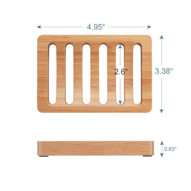 AmazerBath Soap Holder Soap Dish, Bamboo Soap Dish, 2 Pack Wood Soap Holder, Bar Soap Holder for Shower, Soap Tray Self Draining, Soap Saver for Shower, Bathroom, Kitchen(Natural Color) - Image 3