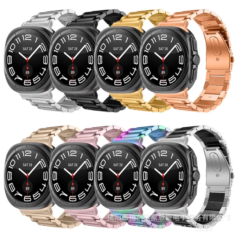 سوار ساعة ذكية سوار معدني من الستانلس ستيل متوافق باللون ذهبي قابل للتعديل مع Samsung Galaxy Watch 44/45/47mm بملاءمة قابلة للتعديل وحزام بديل - Image 2