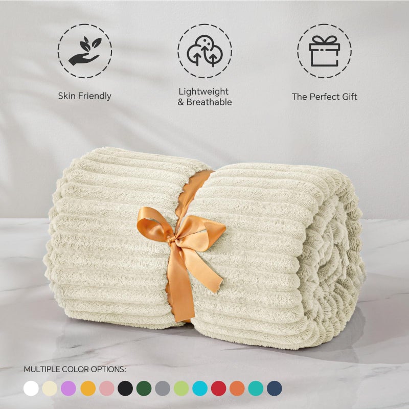 بيديليت بطانية من الصوف بيدليت بطانية التوأم - ثلاثية الأبعاد مضلعة جاكار ناعمة ودافئة مزخرفة غامضة - دافئة رقيقة من الزخارف رمي خفيفة الوزن لأريكة أريكة سرير الأريكة (بيج 60x80 بوصة) - Image 3