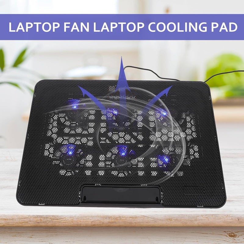 Vaguelly Laptop Cooling Pad 15.6 Inch with 1 Quiet Fan, Black Laptop Cooler Stand for Gaming and Office Use, Portable Cooling Base Compatible with 15.6" Notebooks - Image 4