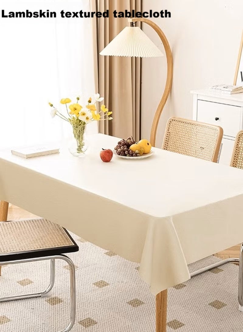 مفرش طاولة غطاء طاولة طعام، مفرش طاولة بلون كريمي، غطاء مكتب مقاوم للماء والزيت لغرفة الطعام مفرش طاوله ابيض 140*200 سم مفرش طاولة ابيض مفرش طاوله طعام شرشف طاولة - Image 1