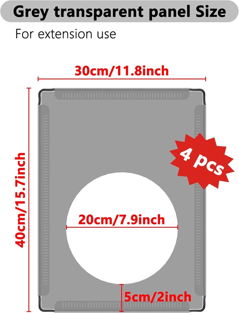 DINMO 4 Pcs Plastic Panel with Games Holes Design, 11.8" x 15.7", for DIY Small Animal Playpen and Cube Storage Unit, Grey Transparent - Image 2