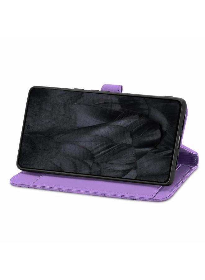 جرين تايجر جراب هاتف Google Pixel 8 Pro مصنوع من الجلد بسحاب منقوش عليه زهور - Image 5