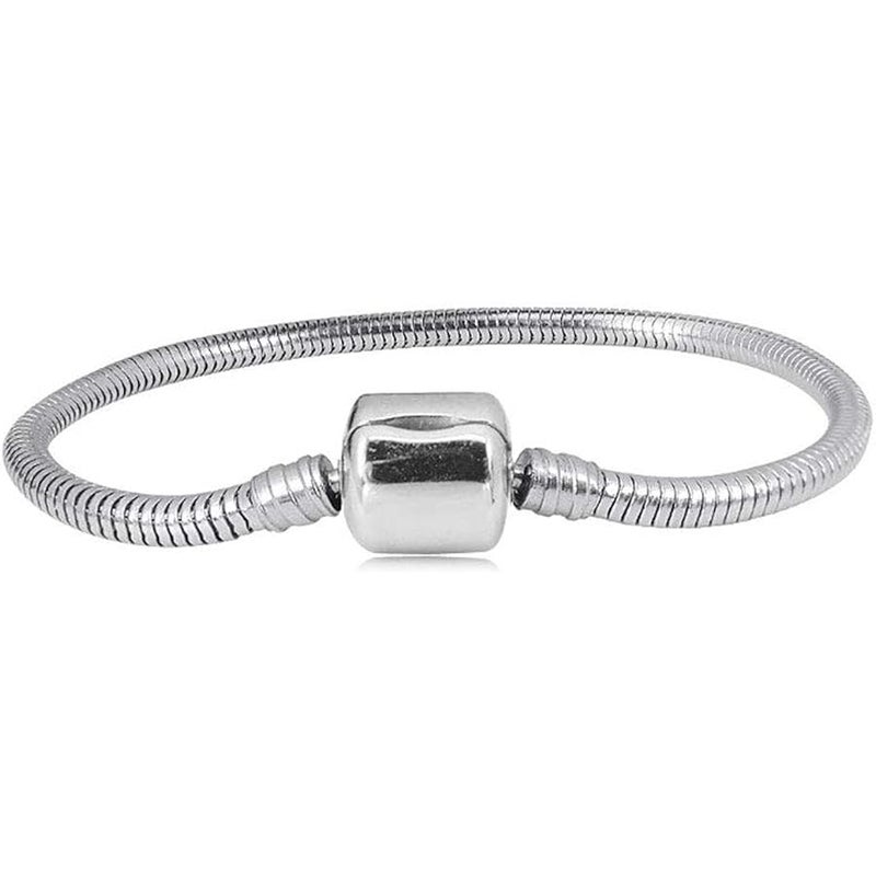 LSxAB Women Moments Smooth Snake Chain for Charm Bracelet Stainless Steel Silver Gift for Granddaughter Girlfriend Auntie Daughter Mom BFF Birthday Anniversary Christmas - Image 1
