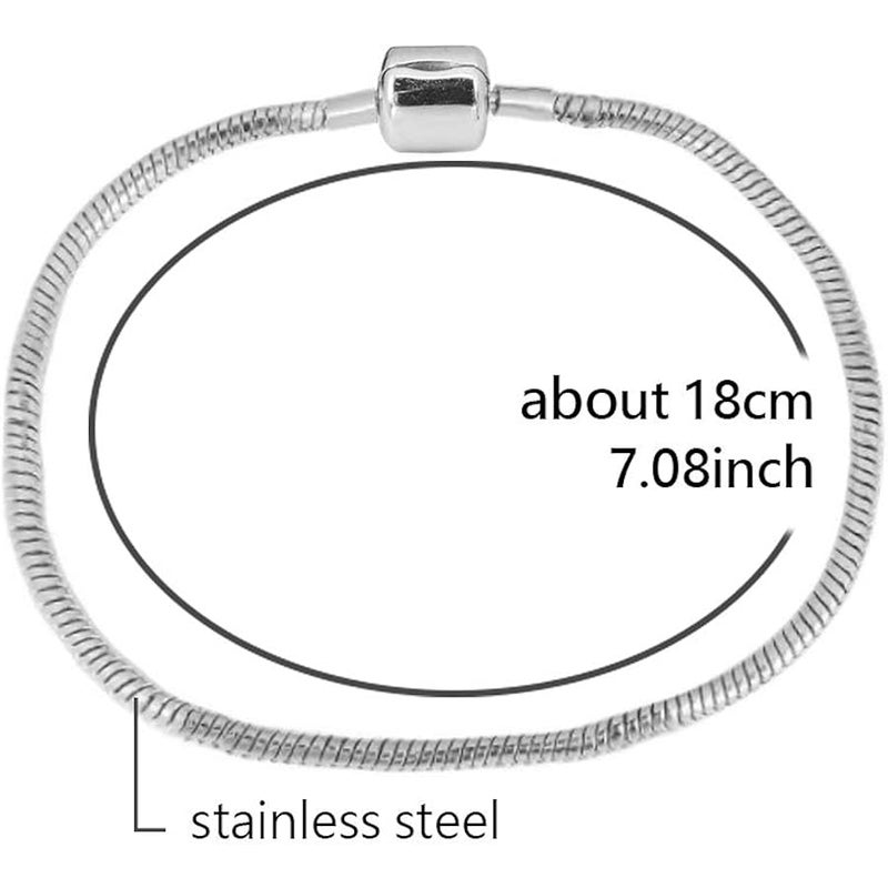 LSxAB Women Moments Smooth Snake Chain for Charm Bracelet Stainless Steel Silver Gift for Granddaughter Girlfriend Auntie Daughter Mom BFF Birthday Anniversary Christmas - Image 3