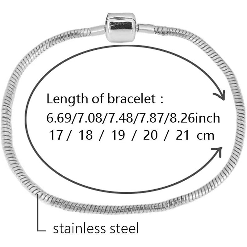 LSxAB Women Moments Smooth Snake Chain for Charm Bracelet Stainless Steel Silver Gift for Granddaughter Girlfriend Auntie Daughter Mom BFF Birthday Anniversary Christmas - Image 4