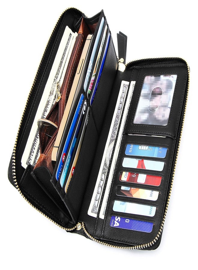GEEAD Wristlet Wallets for Women PU Leather RFID Blocking Zip Around Long Phone Clutch Wallet - Image 3