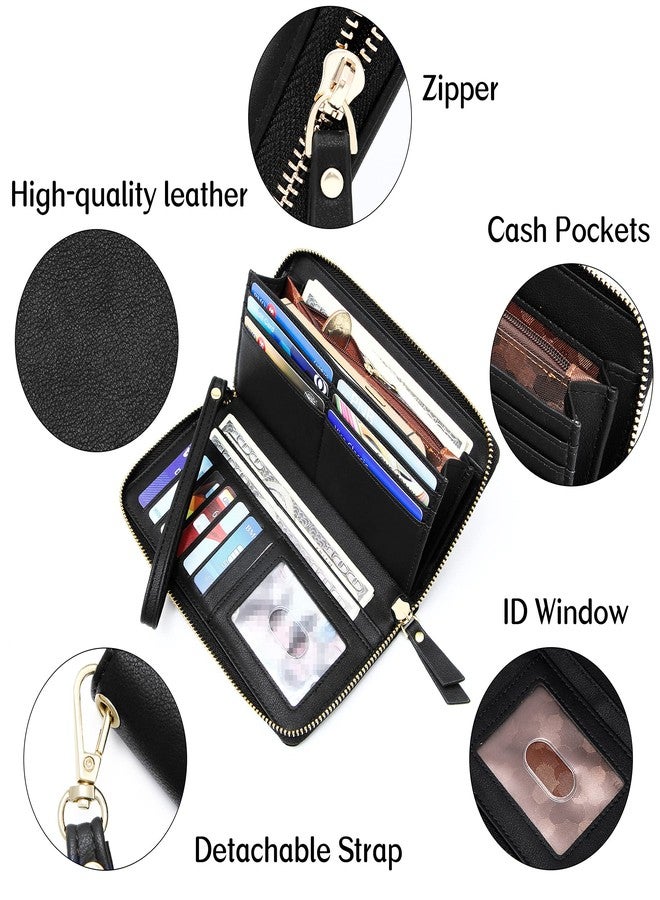 GEEAD Wristlet Wallets for Women PU Leather RFID Blocking Zip Around Long Phone Clutch Wallet - Image 5
