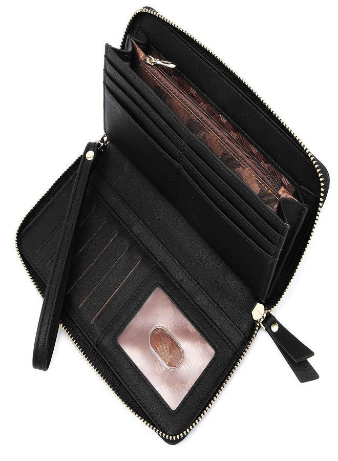 GEEAD Wristlet Wallets for Women PU Leather RFID Blocking Zip Around Long Phone Clutch Wallet - Image 2