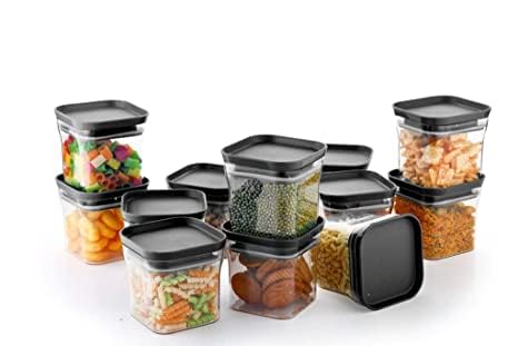 Kitchwell Unbreakable Kitkat Square Plastic Containers Set for Kitchen, Grocery Storage, 600 ML, Air-Tight (Black, 6) - Image 3