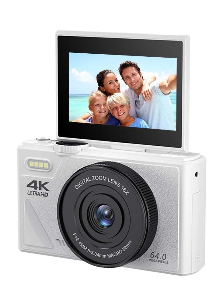 ASIV Compact Retro 64MP Digital Camera – 4K UHD Video Recording, 180° Flip Screen, 18x Digital Zoom, Includes 32GB TF Card, Wireless Camera for YouTube Vlogging  - Image 1