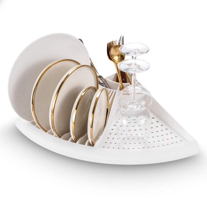 Elfzone Dish Drying Rack - Plastic Corner Kitchen Dish Drying Rack,Multipurpose Sink Counter Storage Rack for Household - Image 1