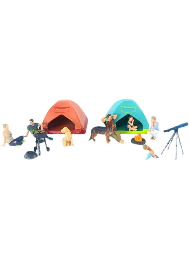 silvercnc People Figurines 1:64 Scale Model Trains Architectural Resin Figures Tiny People Figures Miniature BBQ Scenes for Fire Wheel S Scale - Blue Telescope  - Image 5