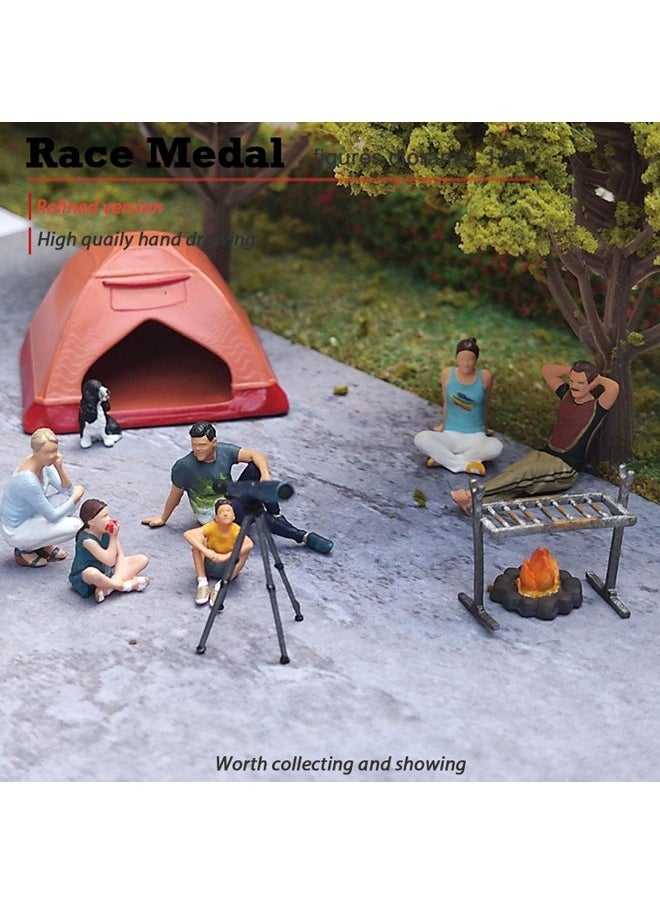 silvercnc People Figurines 1:64 Scale Model Trains Architectural Resin Figures Tiny People Figures Miniature BBQ Scenes for Fire Wheel S Scale - Blue Telescope  - Image 4