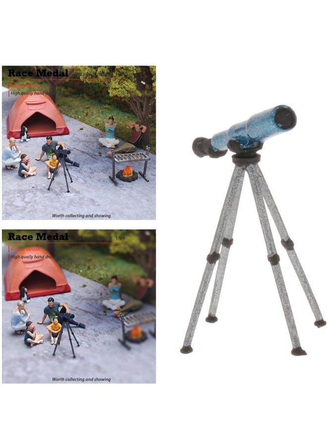 silvercnc People Figurines 1:64 Scale Model Trains Architectural Resin Figures Tiny People Figures Miniature BBQ Scenes for Fire Wheel S Scale - Blue Telescope  - Image 2