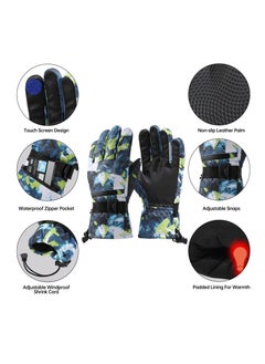 SYOSI Winter Ski Gloves for Women Men, Touchscreen Waterproof Thermal Snow Gloves, Warm Anti Slip Cold-proof for Skiing, Mountaineering, Cycling, Snowboarding, Winter Outdoor Sports Gloves  - Image 2