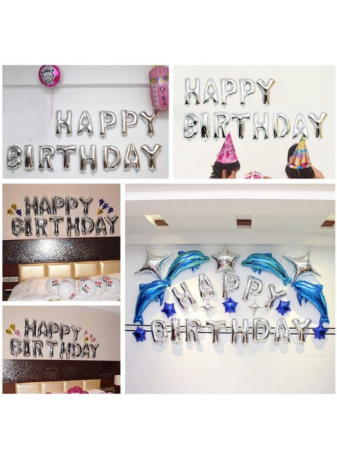 TONIFUL Silver Happy Birthday Balloons Banner, 16 Inch Mylar Foil Letters Sign Bunting Reusable for Girls Boys Kids & Adults Birthday Decorations Party Supplies - Image 5