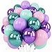 Togvu Mermaid Party Balloon Set 60 Packs 12 Inches Metallic Purple Pink Green Blue Latex Balloons for Girls Birthday Decoration Baby Shower Birthday Under The Sea Decorations QQ5023 - Image 3