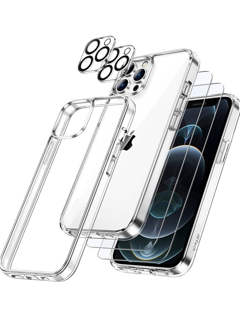 [3 in 1] Case for iPhone 12 Pro Max 6.7-Inch, with 2-Pack Screen Protector and Camera Lens Protector, Non-Yellowing Shockproof Bumper Phone Cover, Full Coverage Tempered Glass Film (Clear) - Image 1
