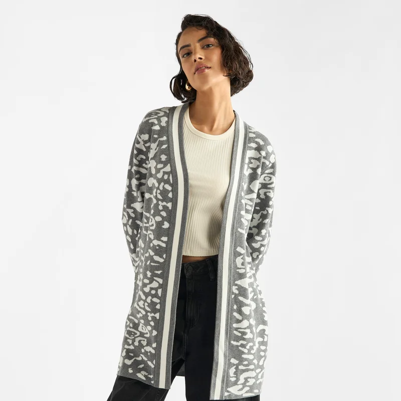 سبلاش فيڤ كارديجان بارز الملمس مفتوح من الأمام بأكمام طويلة