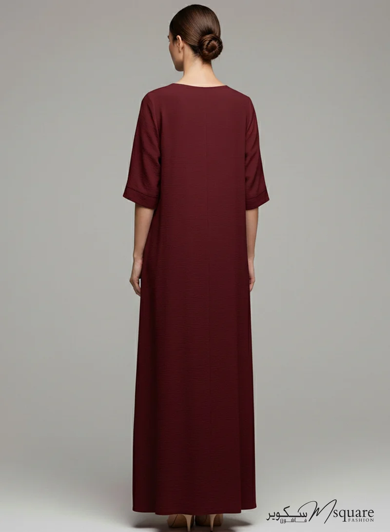 MSquare Fashion  Maroon CEY Fabric Inner Slip Dress for Abaya – Soft Underdress for Women | Best Price UAE