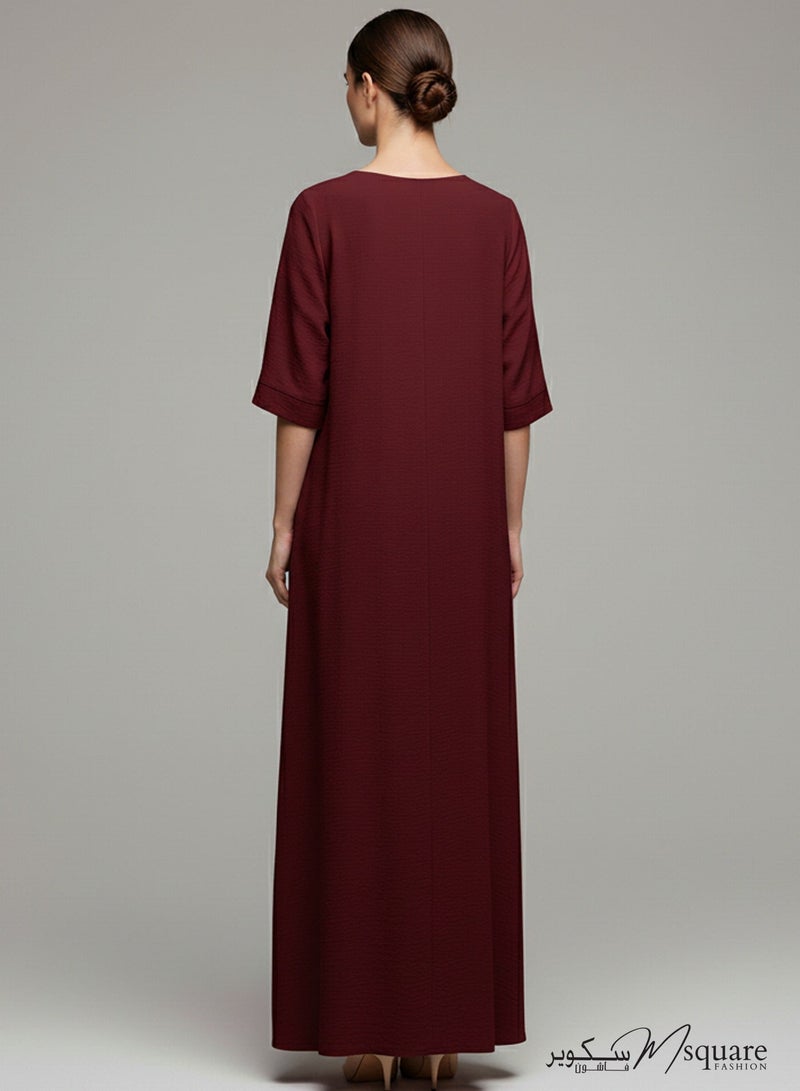 MSquare Fashion Maroon CEY Fabric Inner Slip Dress for Abaya – Soft Underdress - Image 3