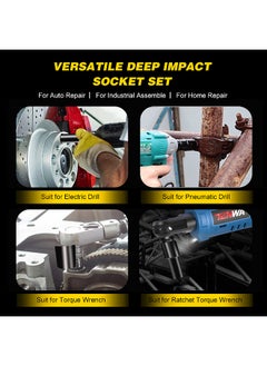 1/2Inch Drive Hex Impact Socket Set 20-Piece Deep Socket Metric Sizes 8-32mm CR-V Material with Storage Box