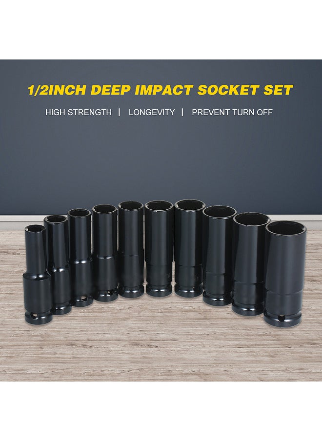 Generic - 1/2Inch Drive Hex Impact Socket Set 20-Piece Deep Socket Metric Sizes 8-32mm CR-V Material with Storage Box - Image 1