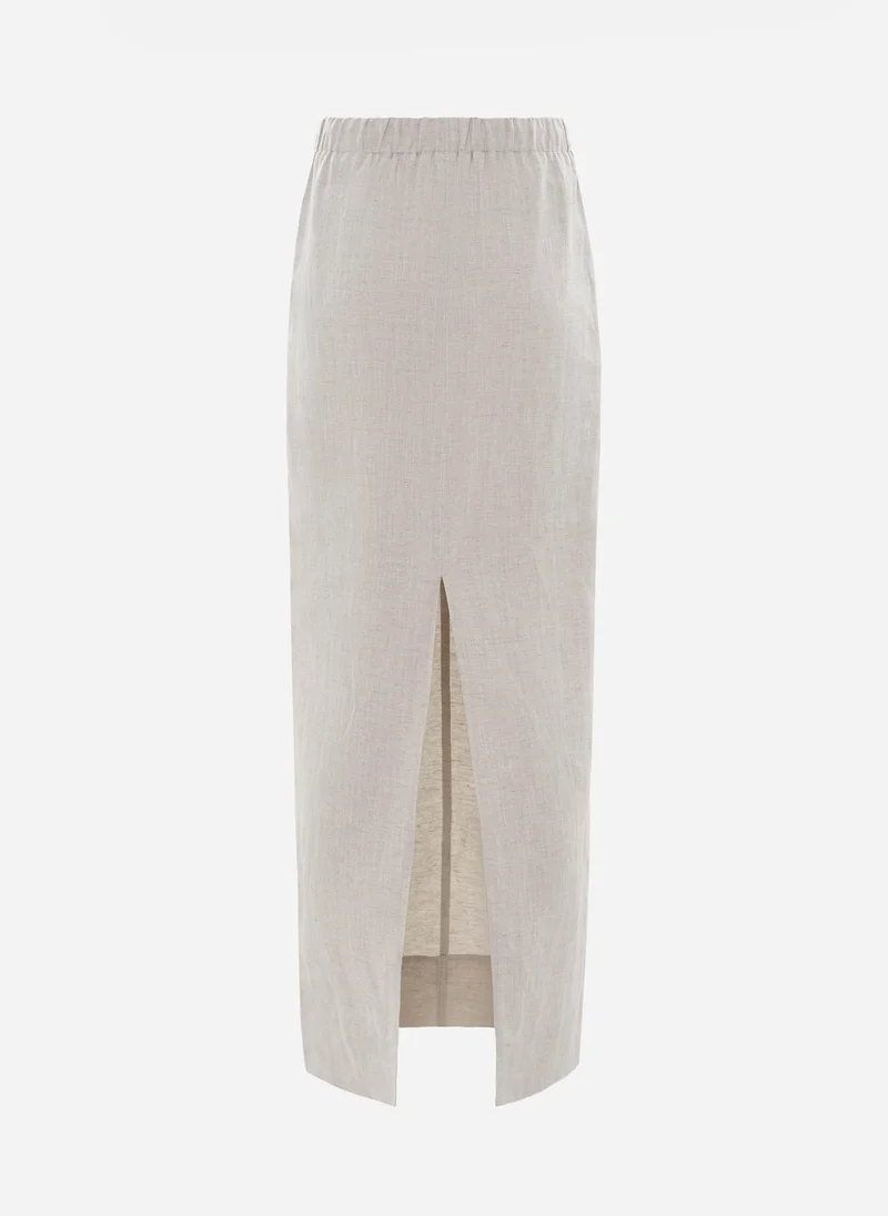 Lichi  Straight linen maxi skirt with a slit cut for Women | Best Price UAE