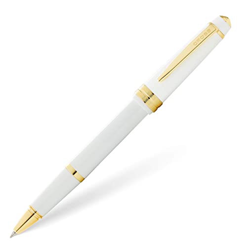 Cross Bailey Light Polished White Rollerball Pen – Refillable, Medium Point Black Ink, Presented in Everyday Gift Box - Image 1
