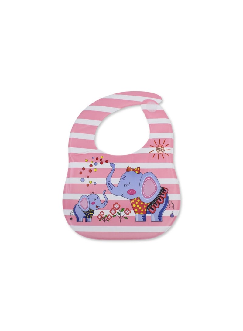 La Frutta PVC Baby Bib – Pink with Elephant Print