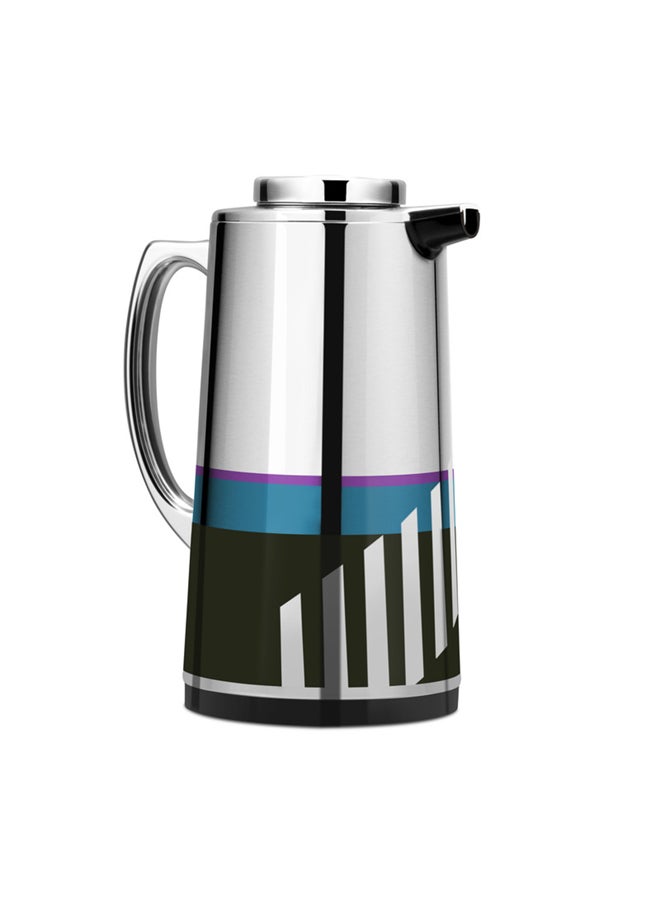 Royalford RF7946 1.0L Silver Vacuum Flask - Stainless Steel Keeping Hot/Cold Long Hour Heat/Cold Retention, Multi-Walled, Hot Water, Tea, Beverage | Ideal for Social Occasion & Outings | 1 Year Warranty Silver/Black - Image 1