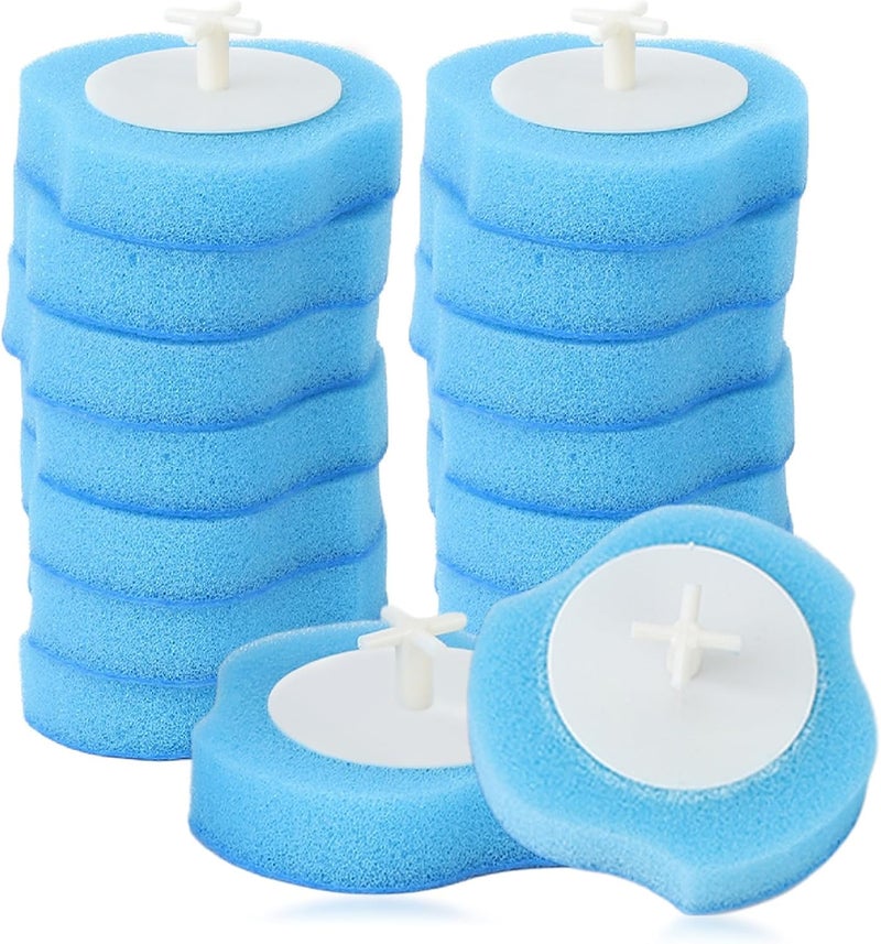 Jiawu 16 Toilet Bowl Wand Refills, Disposable Toilet Brush Refills, Sponge Toilet Brush Heads, Toilet Brush Wand Refills Toilet Scrubber Refills for Bathroom, Not Included Toliet Wand and Holder - Image 1