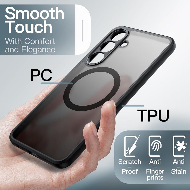 JETech Magnetic Case for Samsung Galaxy S25 FE, Compatible with MagSafe, Translucent Matte Back Shockproof Phone Cover (Black) - Image 5