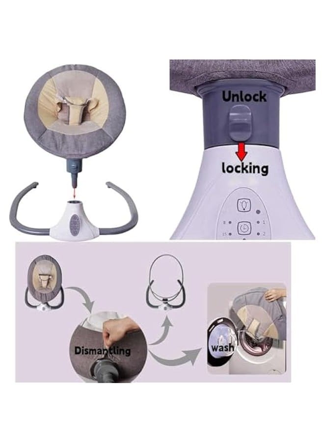 TRASSLE Baby Swing & Rocking Chair for Infants,Electric Baby Bouncer,Motorized Baby Rocker,Smart Bluetooth Electric Cradle With Remote control and Mosquito Net - Image 3