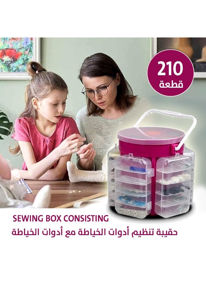 zoba Complete sewing kit with storage case, multi-layer thread organizer, sewing tool set with colored needles and threads, 210 pieces - Image 4