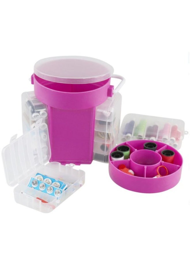 zoba Complete sewing kit with storage case, multi-layer thread organizer, sewing tool set with colored needles and threads, 210 pieces - Image 3