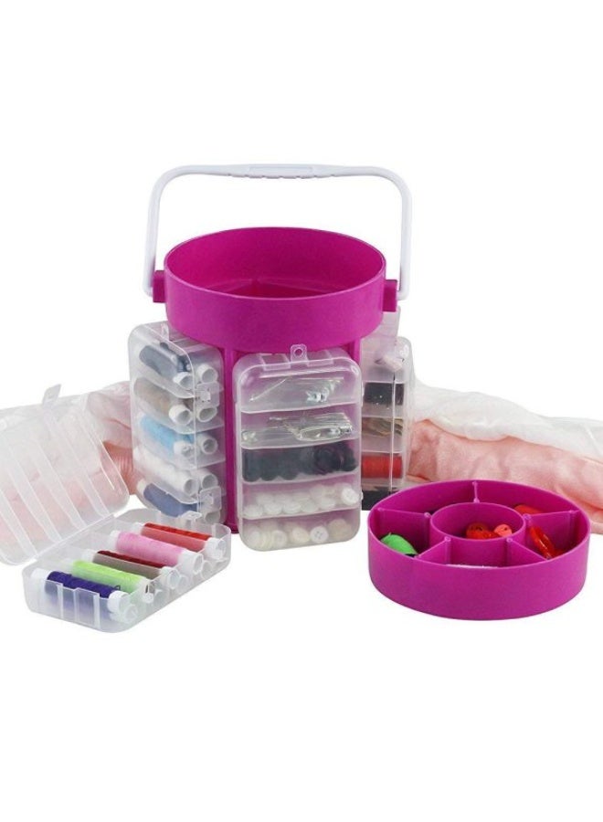 zoba Complete sewing kit with storage case, multi-layer thread organizer, sewing tool set with colored needles and threads, 210 pieces - Image 2