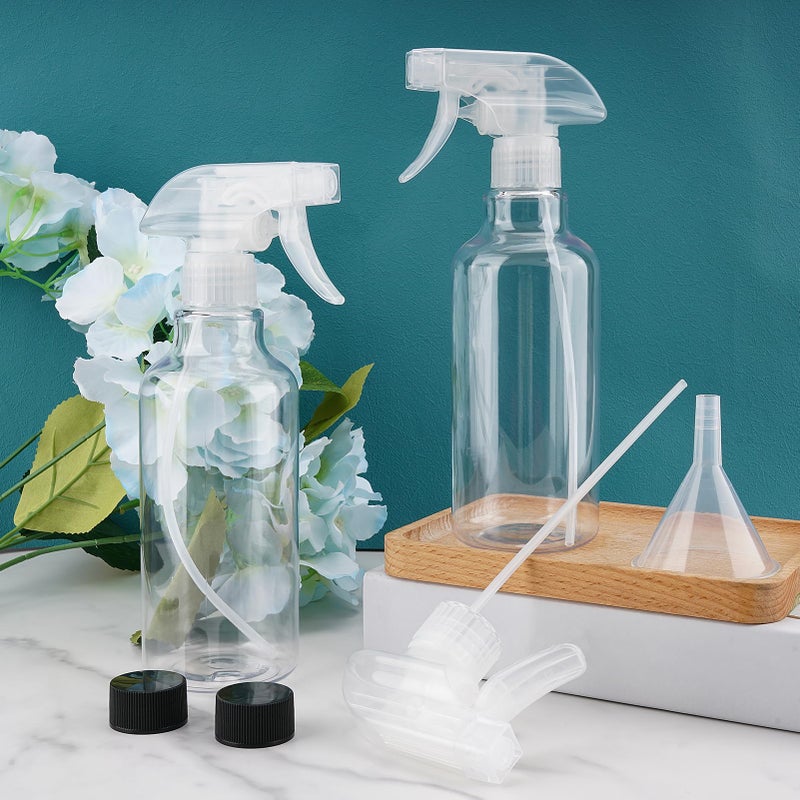 Hethyo Plastic Spray Bottles Empty Spray Bottle 16.9oz/500ml 2 Pack Heavy Duty Spraying Bottles Mist/Stream Water Bottle for Cleaning Solutions, Essential Oils, Hair (Clear) - Image 2