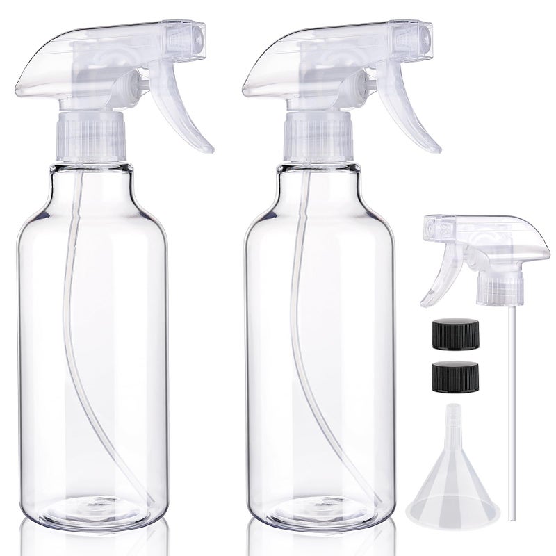 Hethyo Plastic Spray Bottles Empty Spray Bottle 16.9oz/500ml 2 Pack Heavy Duty Spraying Bottles Mist/Stream Water Bottle for Cleaning Solutions, Essential Oils, Hair (Clear) - Image 1
