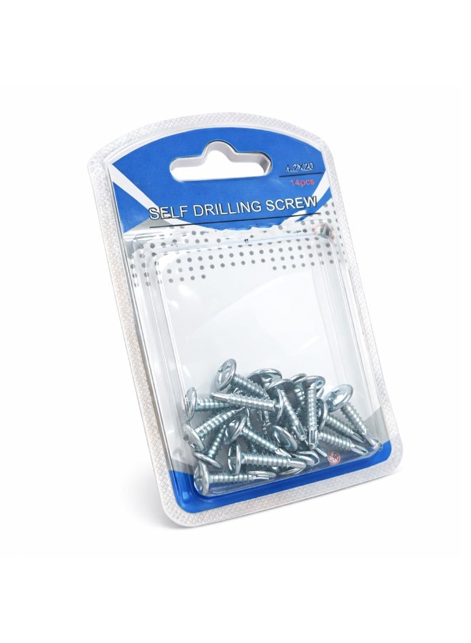 14-Piece Self-Drilling Truss Head Screws – 4.2x20mm Standard Thread – 410 Stainless Steel Fasteners for Woodwork, MDF & Light Metal Applications - Image 2