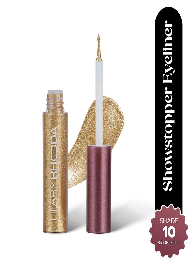 Hilary Rhoda Gel Showstopper Eyeliner | Smudge-Proof & Metallic Glitter | Water-Resistant | 5Ml (Bride Gold- Shade 10) - Image 2