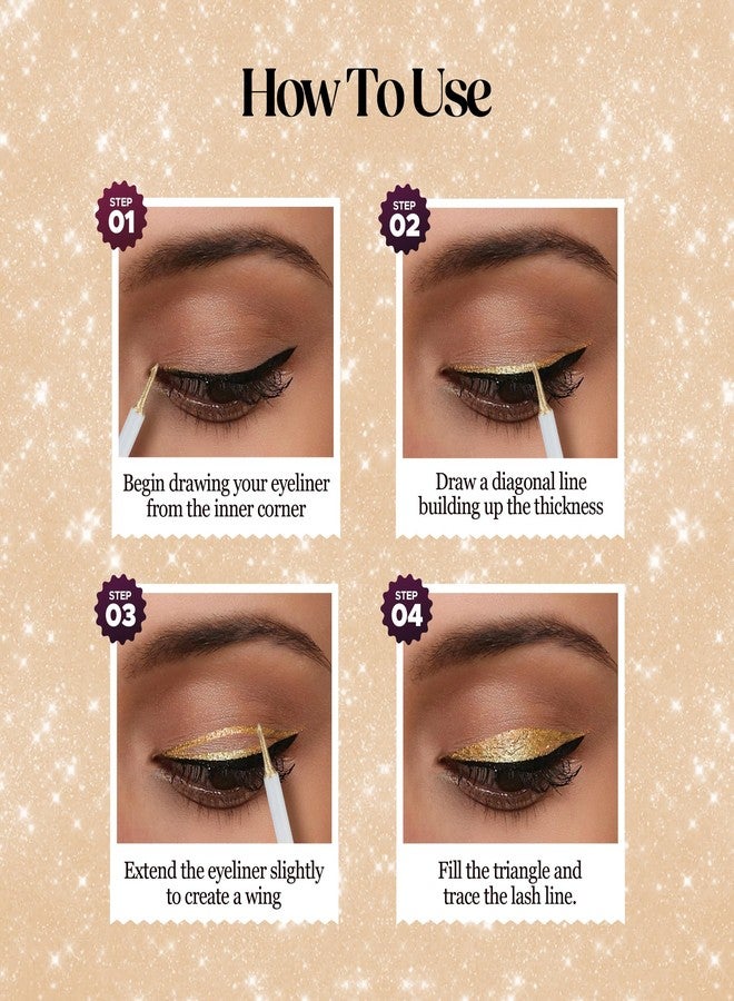 Hilary Rhoda Gel Showstopper Eyeliner | Smudge-Proof & Metallic Glitter | Water-Resistant | 5Ml (Bride Gold- Shade 10) - Image 5