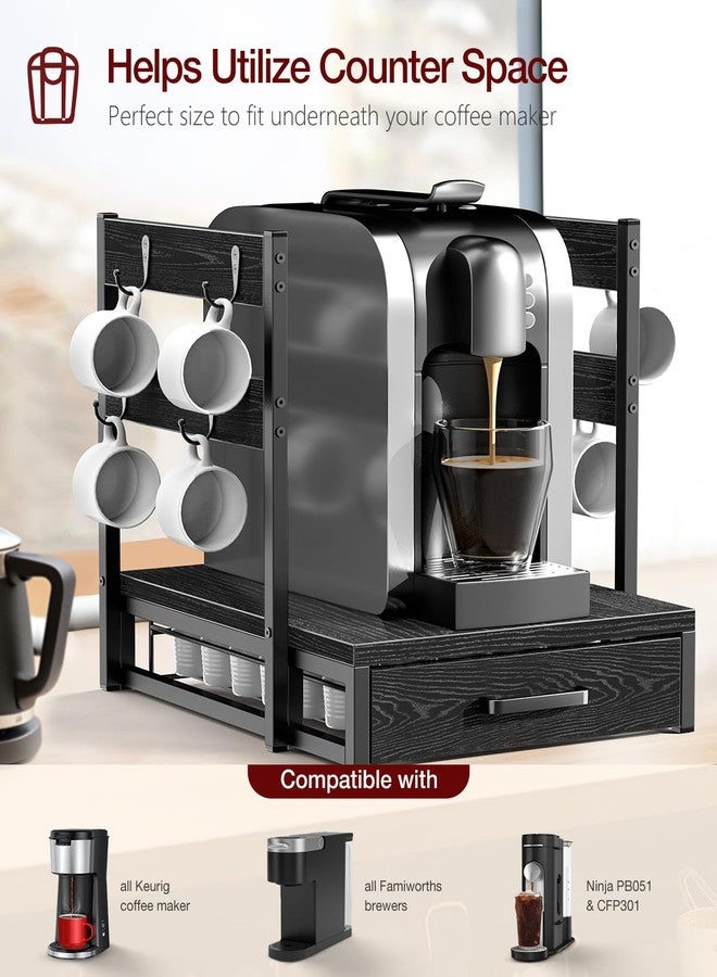 Evermagin Coffee Pod Drawer for K Cup, 35 Pods K-Cup Holder Organizer with Cup Holder, Durable Coffee Maker Stand with Storage Drawer, Black - Image 4