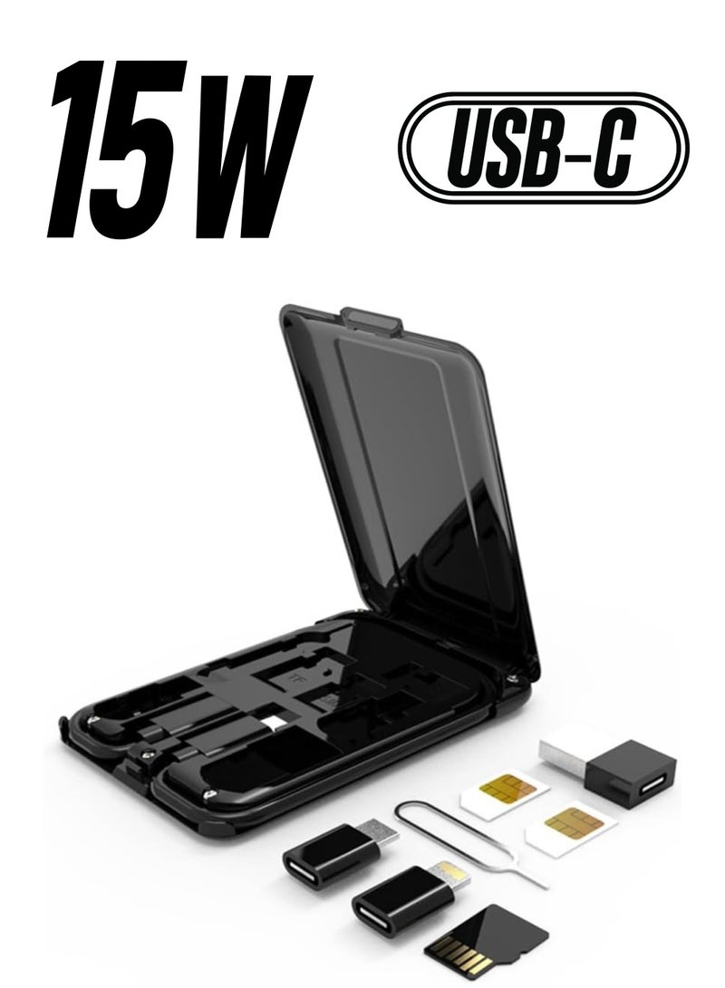 DIGI CORE Multifunctional Foldable Cable And Type C Cable Lightweight 15W Wireless Charger With Micro 5Pin Adaptor USB Adaptor Multiple Interfaces And Compact Easy To Carry For Travel - Image 1