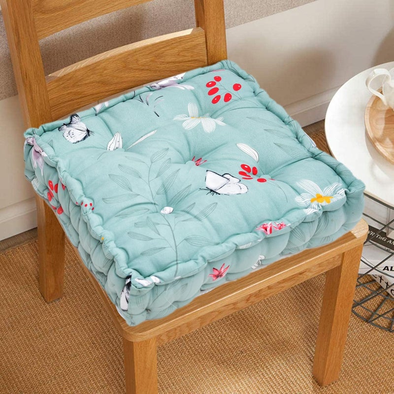 RUSTIC LINEN Square Floor Pillow Tufted Cushion Thick Chair Pads| Chair Cushion | Back Support Cushion | Seat Cushion 16 Inch x 16 Inch Grey Color, Cotton (Pista) - Image 3