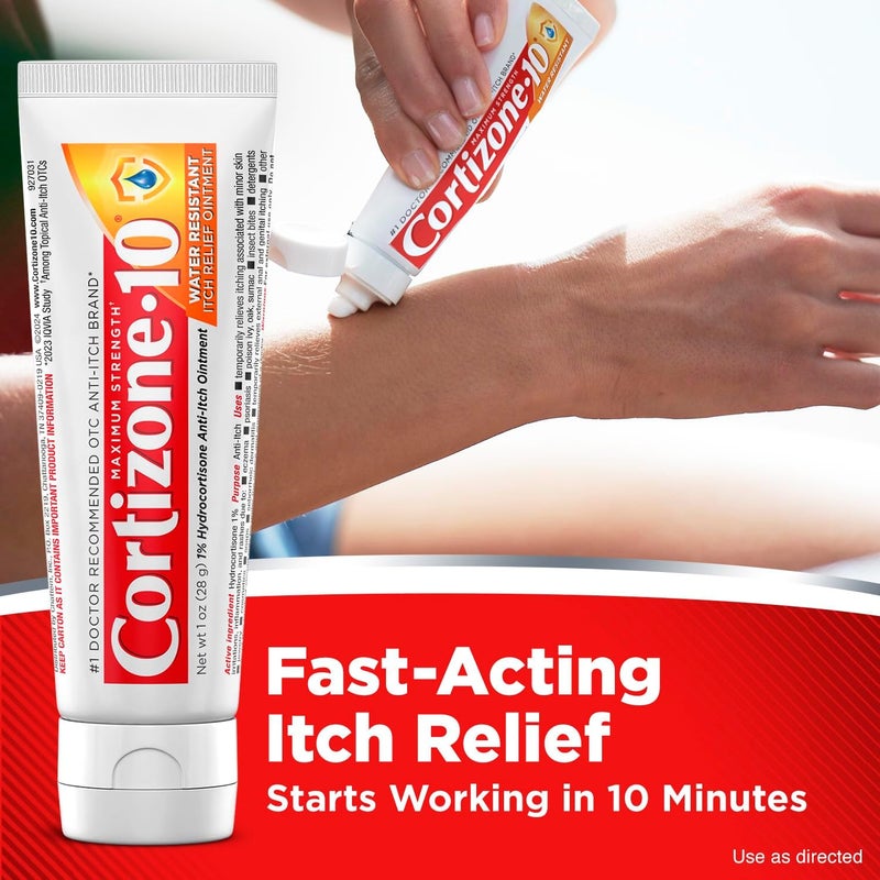 Cortizone 10 Cortizone10 Maximum Strength Water Resistant Itch Relief Ointment 1 Hydrocortisone FastActing AntiItch Cream for Bug Bites Rash Eczema Psoriasis Poison Ivy Oak Sumac More 2 oz - Image 3