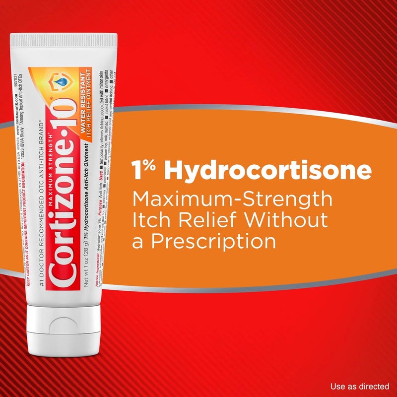 Cortizone 10 Cortizone10 Maximum Strength Water Resistant Itch Relief Ointment 1 Hydrocortisone FastActing AntiItch Cream for Bug Bites Rash Eczema Psoriasis Poison Ivy Oak Sumac More 2 oz - Image 4
