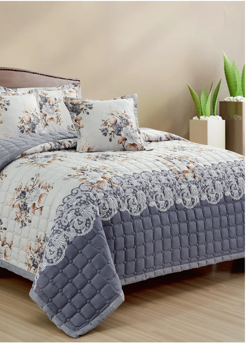 ماركه  - طقم لحاف سرير نفرين وجهين مضغوط مشجر 6 قطع مقاس 240 *220 سم - Image 1